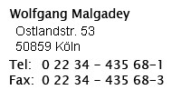 Die Adresse von Wolfgang Malgadey
